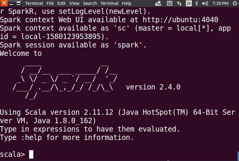 spark-shell 启动完成后出现 scala 交互提示符